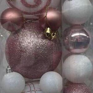 Rose Gold & White Christmas Balls Tree Trimming Shatterproof Ornament Assortment